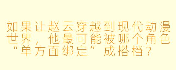 如果让赵云穿越到现代动漫世界,他最可能被哪个角X “单方面绑定”成搭档?