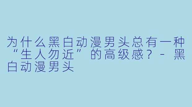为什么黑白动漫男头总有一种“生人勿近”的高级感？-黑白动漫男头