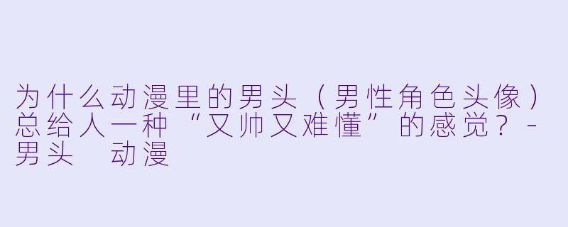 为什么动漫里的男头（男X  角X  头像）总给人一种“又帅又难懂”的感觉？-男头 动漫