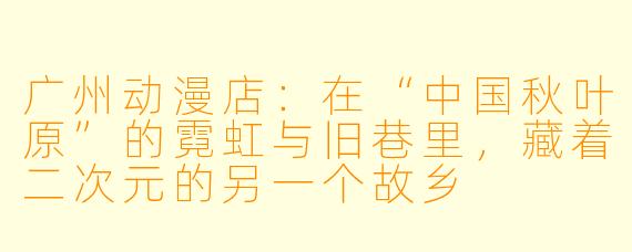 广州动漫店:在“中国秋叶原”的霓虹与旧巷里,藏着二次元的另一个故乡