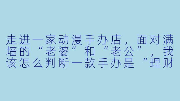 走进一家动漫手办店,面对满墙的“老婆”和“老公”,我该怎么判断一款手办是“理财产品”还是“信仰税”?-动漫手办店