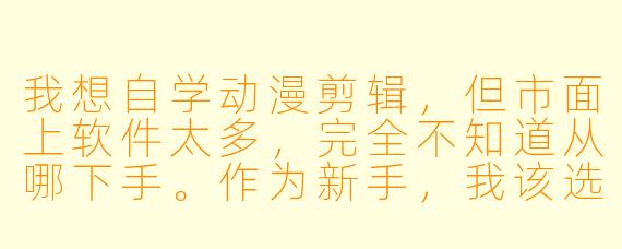 我想自学动漫剪辑,但市面上软件太多,完全不知道从哪下手。作为新手,我该选哪款软件?有没有一套从零开始的剪辑流程推荐?
