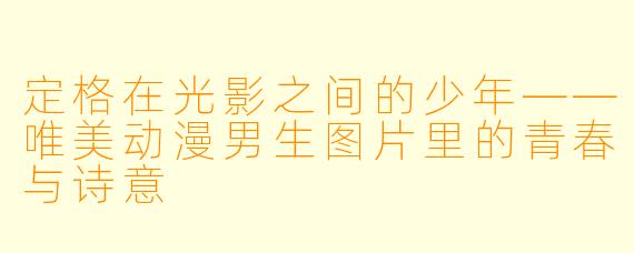 定格在光影之间的少年——唯美动漫男生图片里的青春与诗意