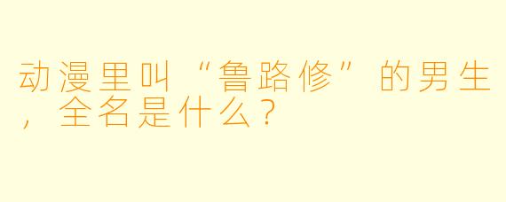 动漫里叫“鲁路修”的男生，全名是什么？