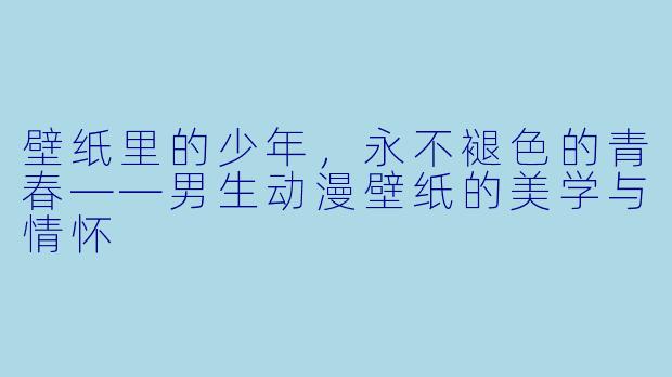 壁纸里的少年，永不褪X  的青春——男生动漫壁纸的美学与情怀