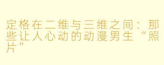 定格在二维与三维之间：那些让人心动的动漫男生“照片”