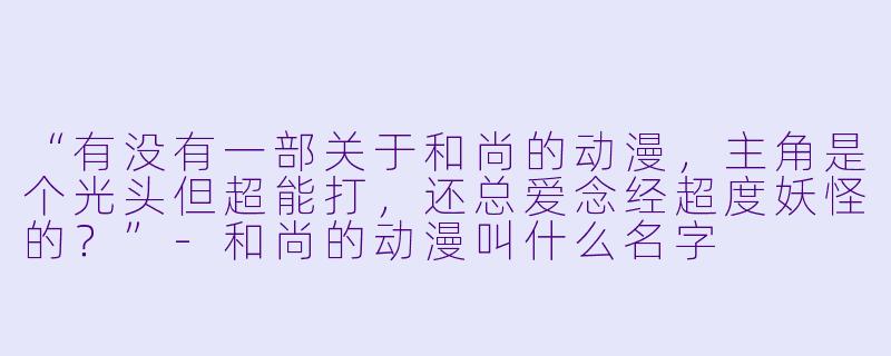 “有没有一部关于和尚的动漫，主角是个光头但超能打，还总爱念经超度妖怪的？”-和尚的动漫叫什么名字