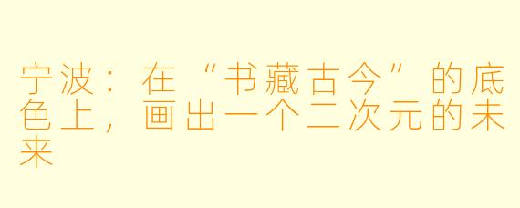 宁波:在“书藏古今”的底X 上,画出一个二次元的未来